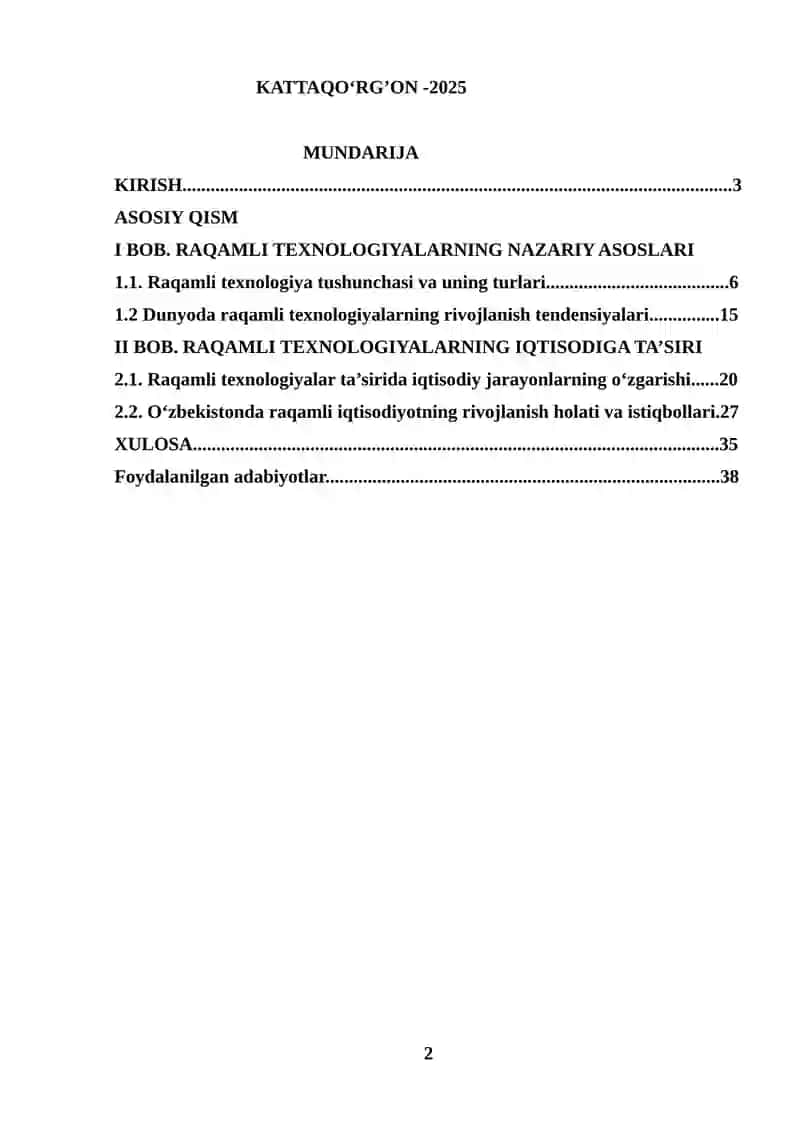RAQAMLI TEXNOLOGIYALARNING NAZARIY ASOSLARI 2