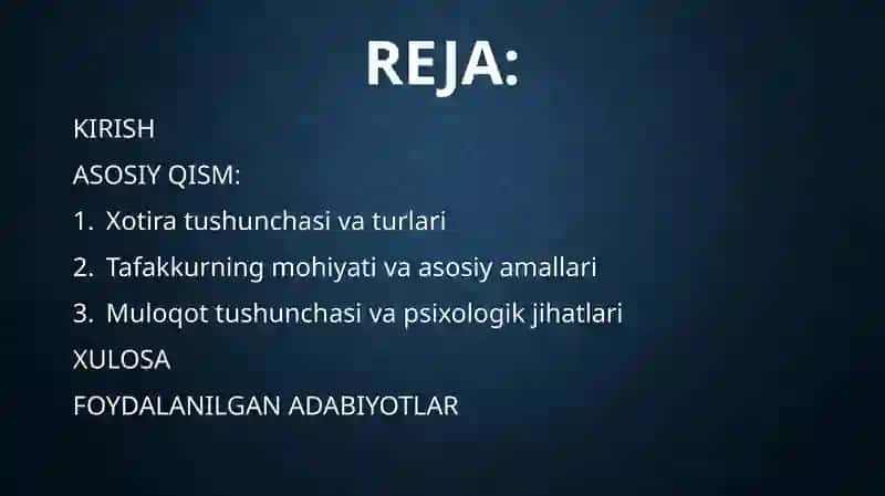 Xotira,tafakkur va muloqot 2