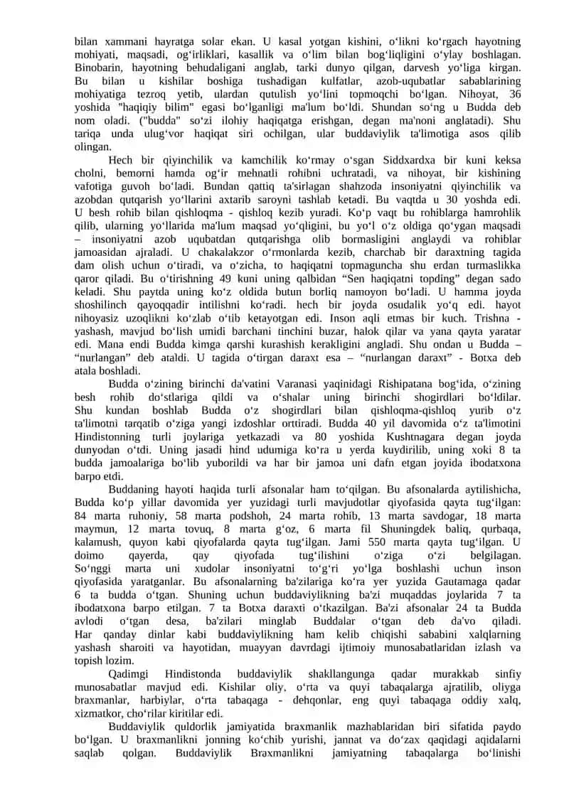 Buddaviylikning vujudga kelishi, ta'limoti 2