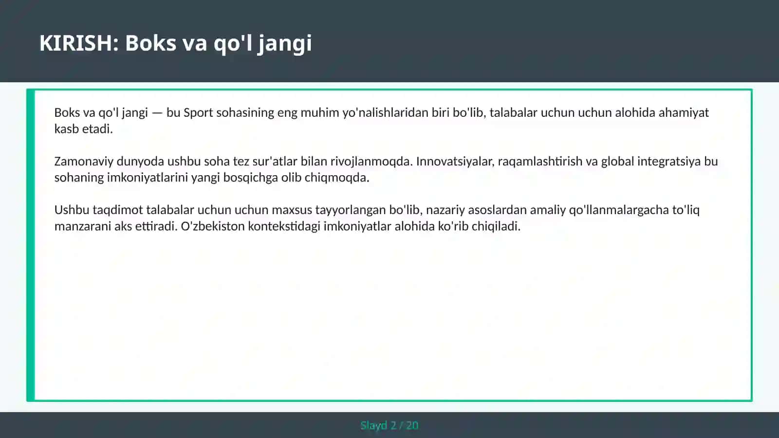 Boks va qo'l jangi 2