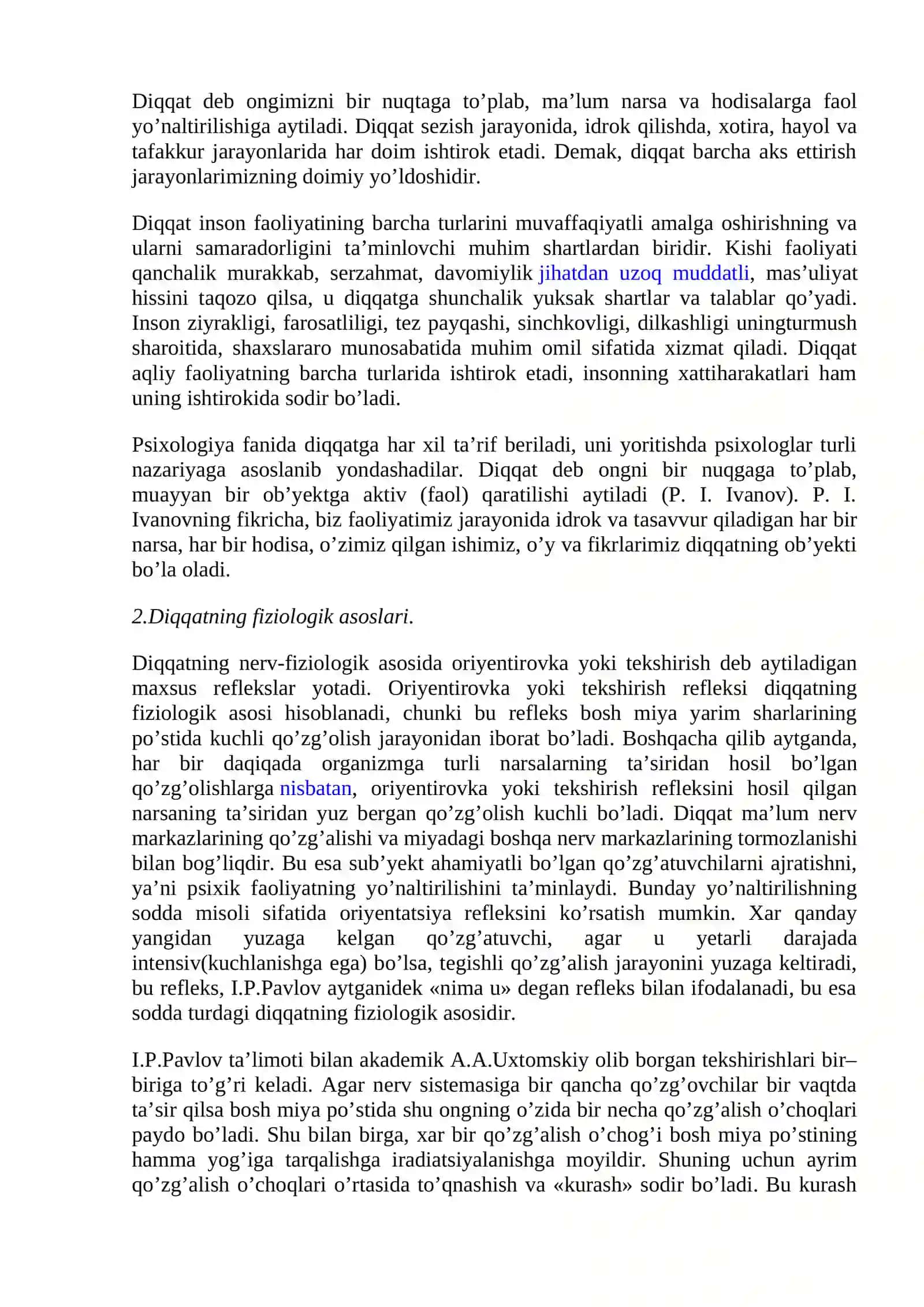 Diqqat haqida tushuncha va uning nerv-fiziologik asoslari 2