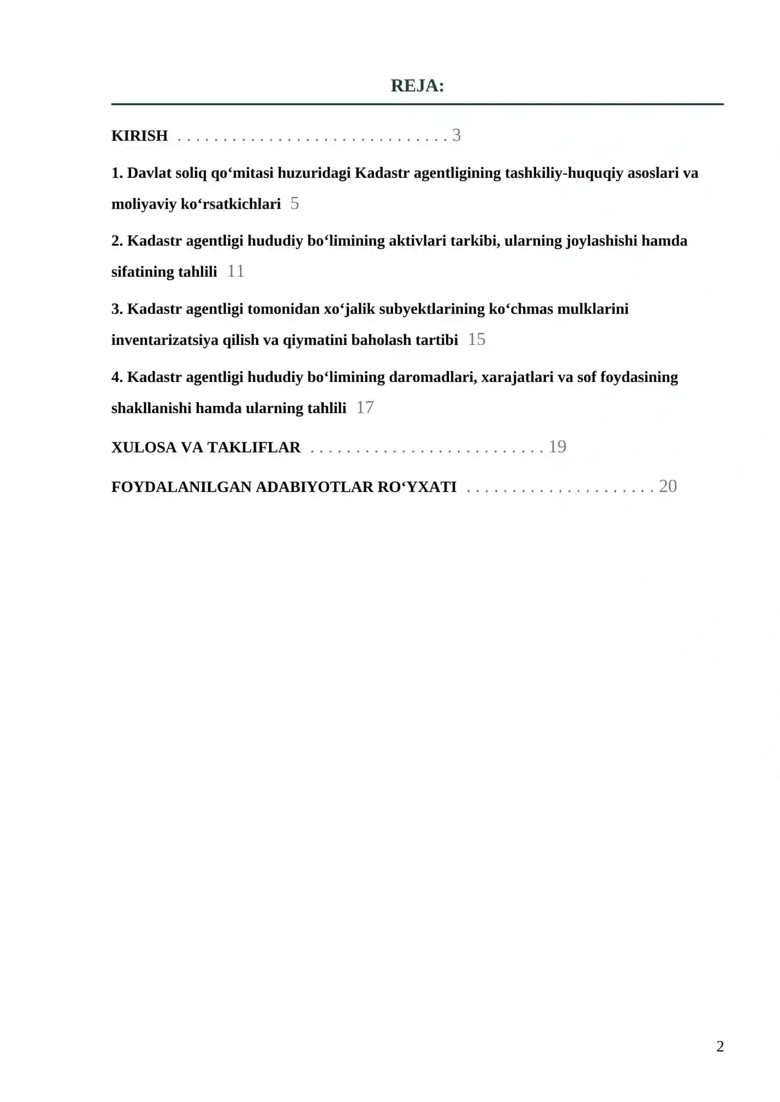 Kadastr bo'limi amaliyot hisoboti 2