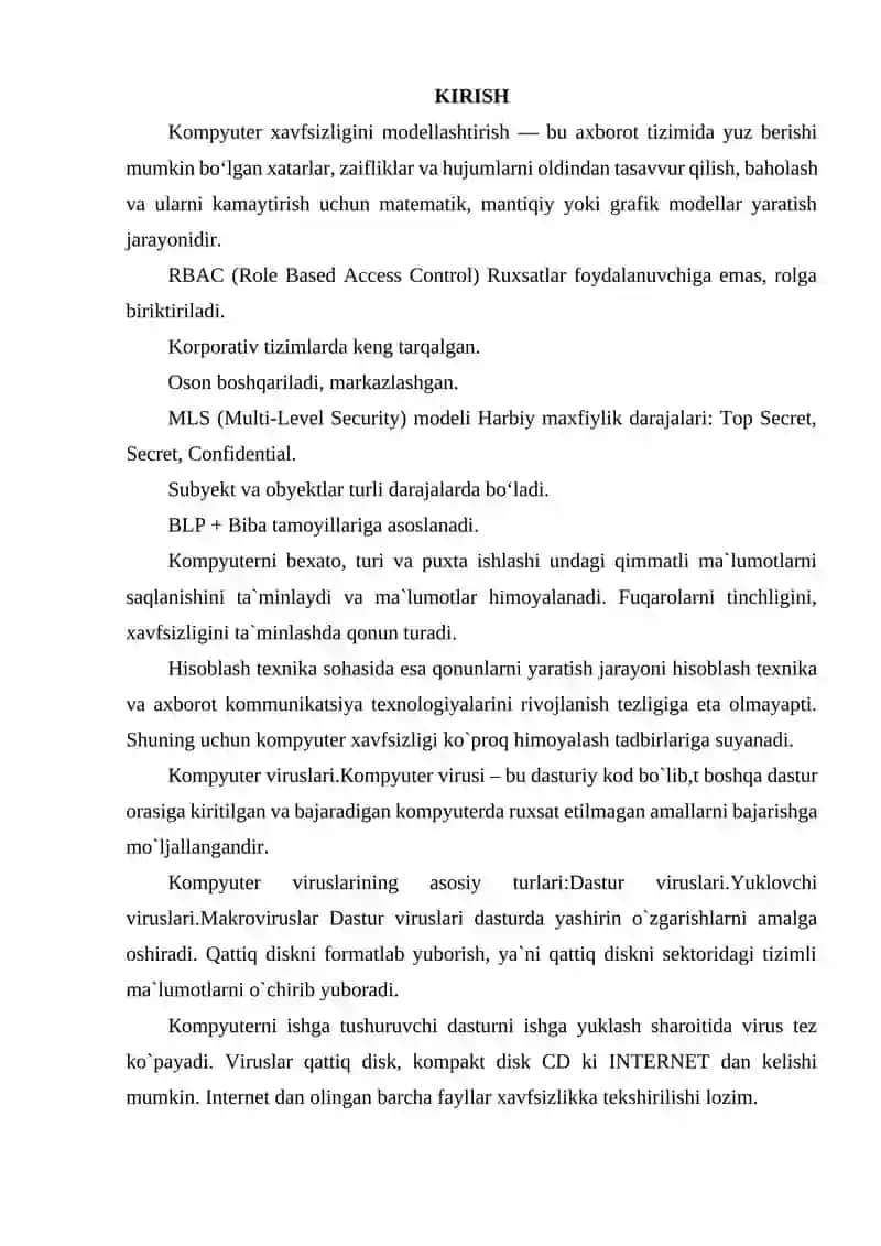 KOMPYUTER XAVFSIZLIGINI MODELLASHTIRISH 2
