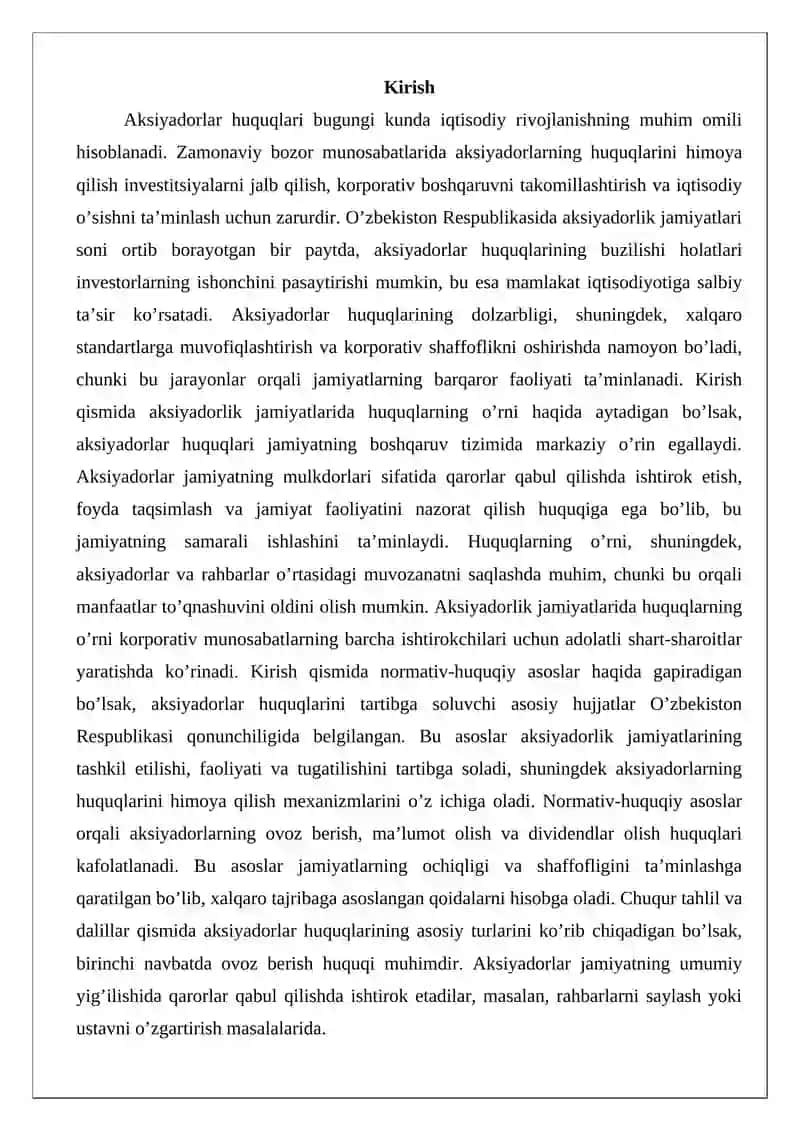 Aksiyadorlar huquqlari 2