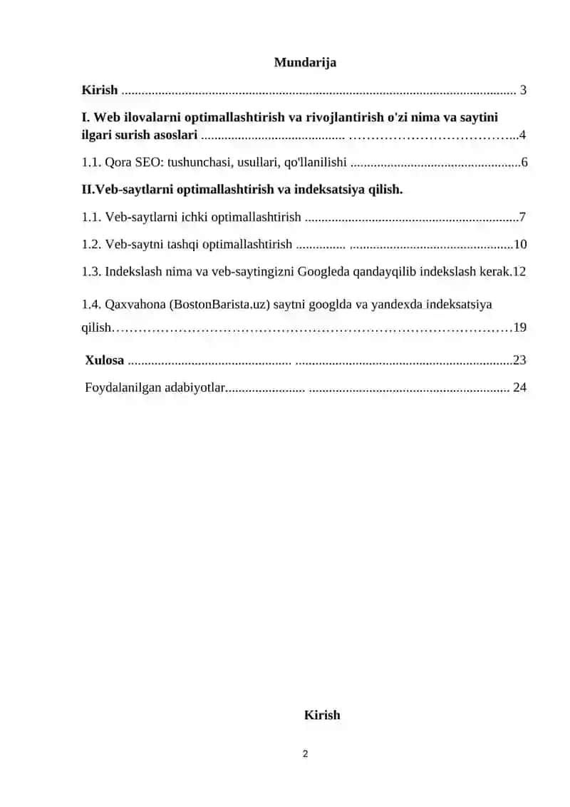 Web ilovalarni optimallashtirish va rivojlantirish 2