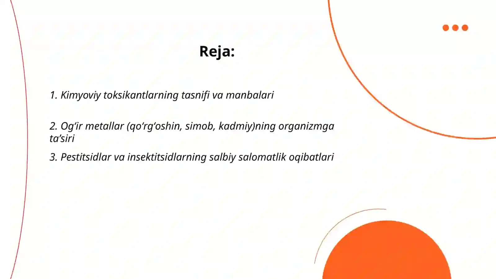 Valeologiyada: Kimyoviy omillar va ekologik toksikantlarning organizimga salbiy tasiri 2