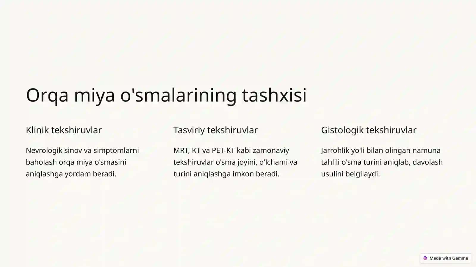 Orqa miya o'smalari va turlari 2