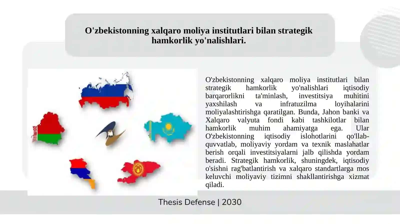 O'zbekistonni xalqaro moliya institutlari bilan hamkorlik aloqalari 2