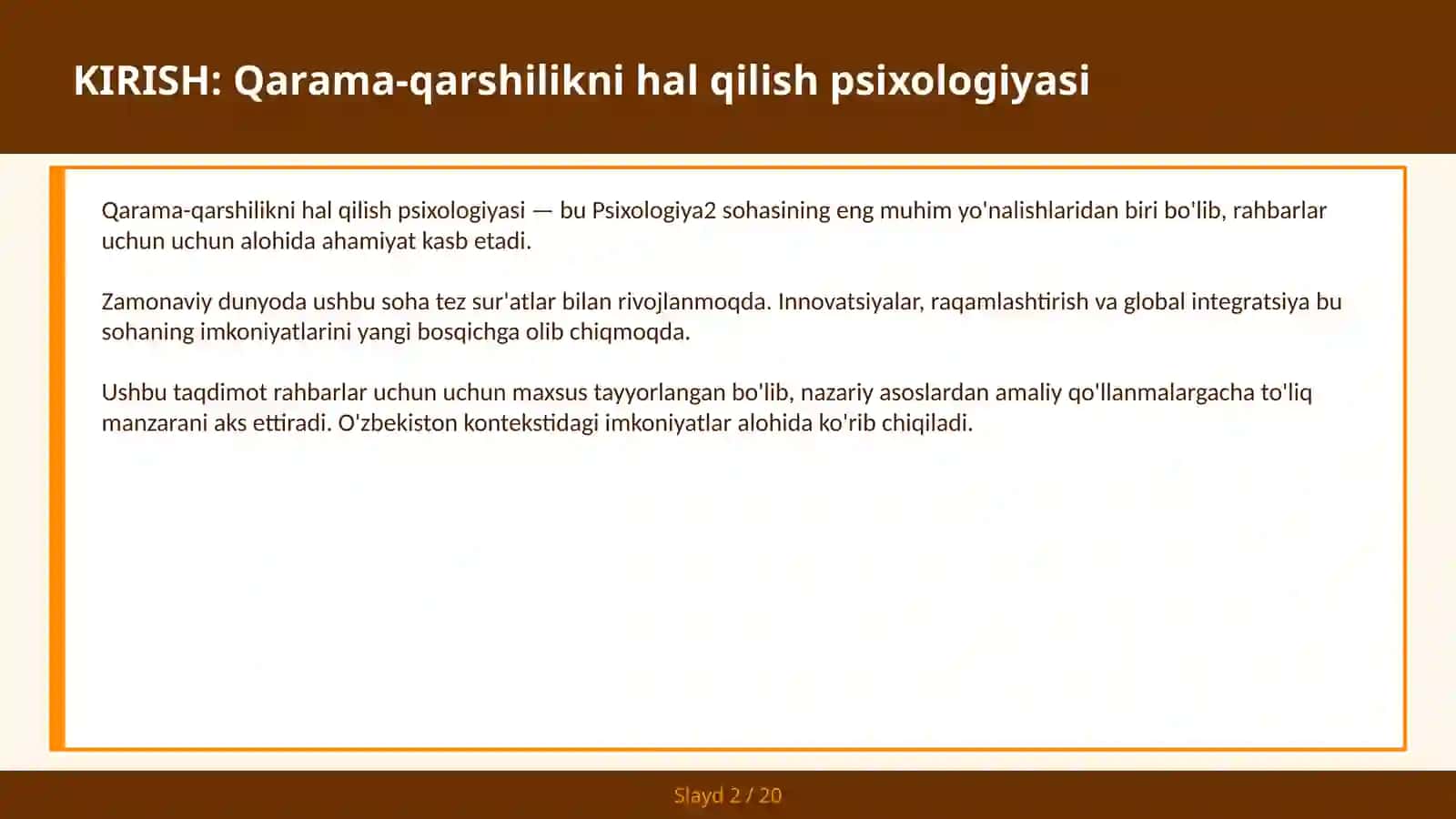 QARAMA-QARSHILIKNI HAL QILISH PSIXOLOGIYASI 2