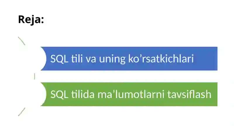 SQLtili. SQLtilidama’lumotlarnitavsiflash 2