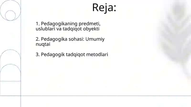 Pedagogika fani: Umumiy nuqtai 2