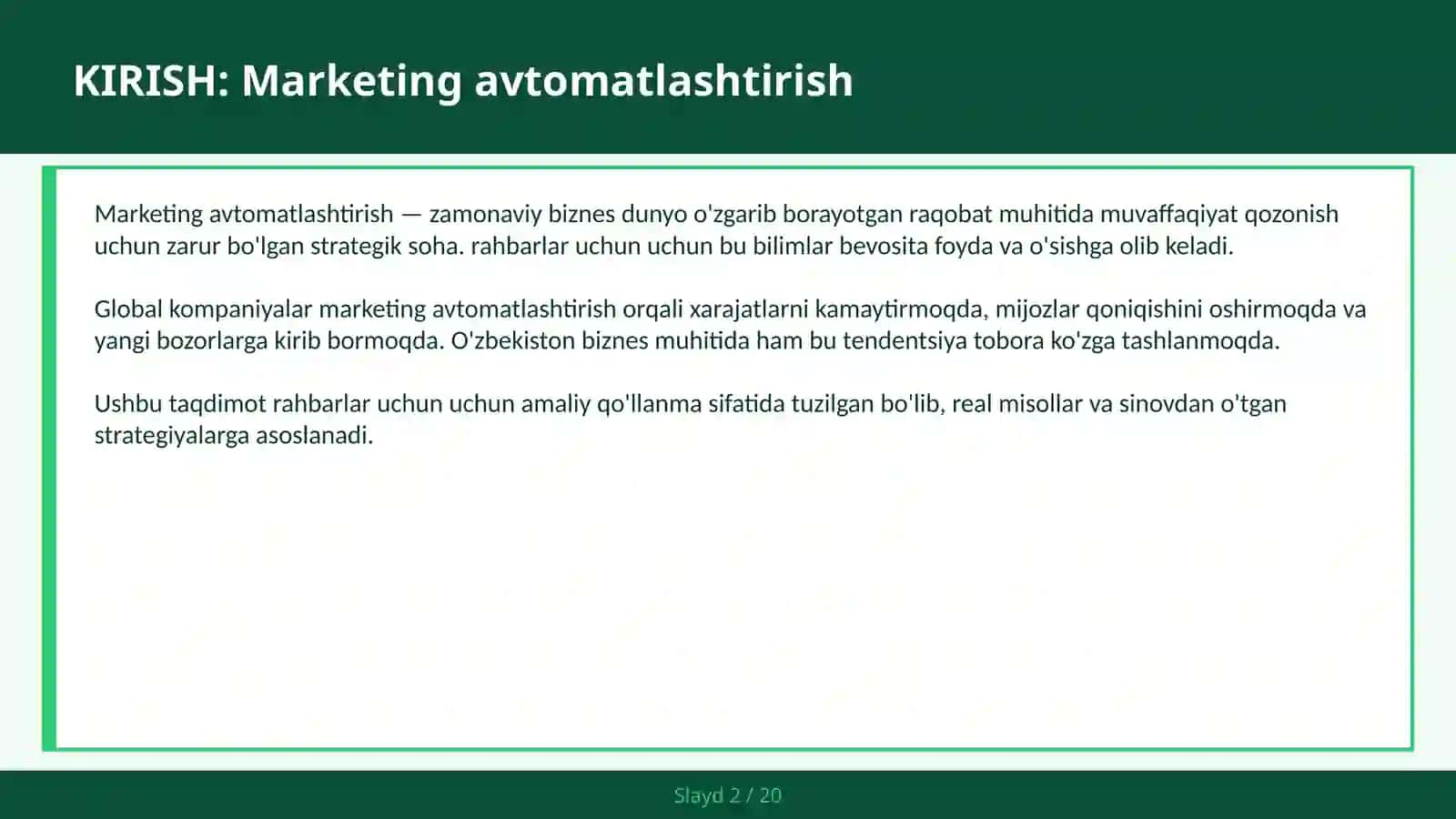 MARKETING AVTOMATLASHTIRISH 2