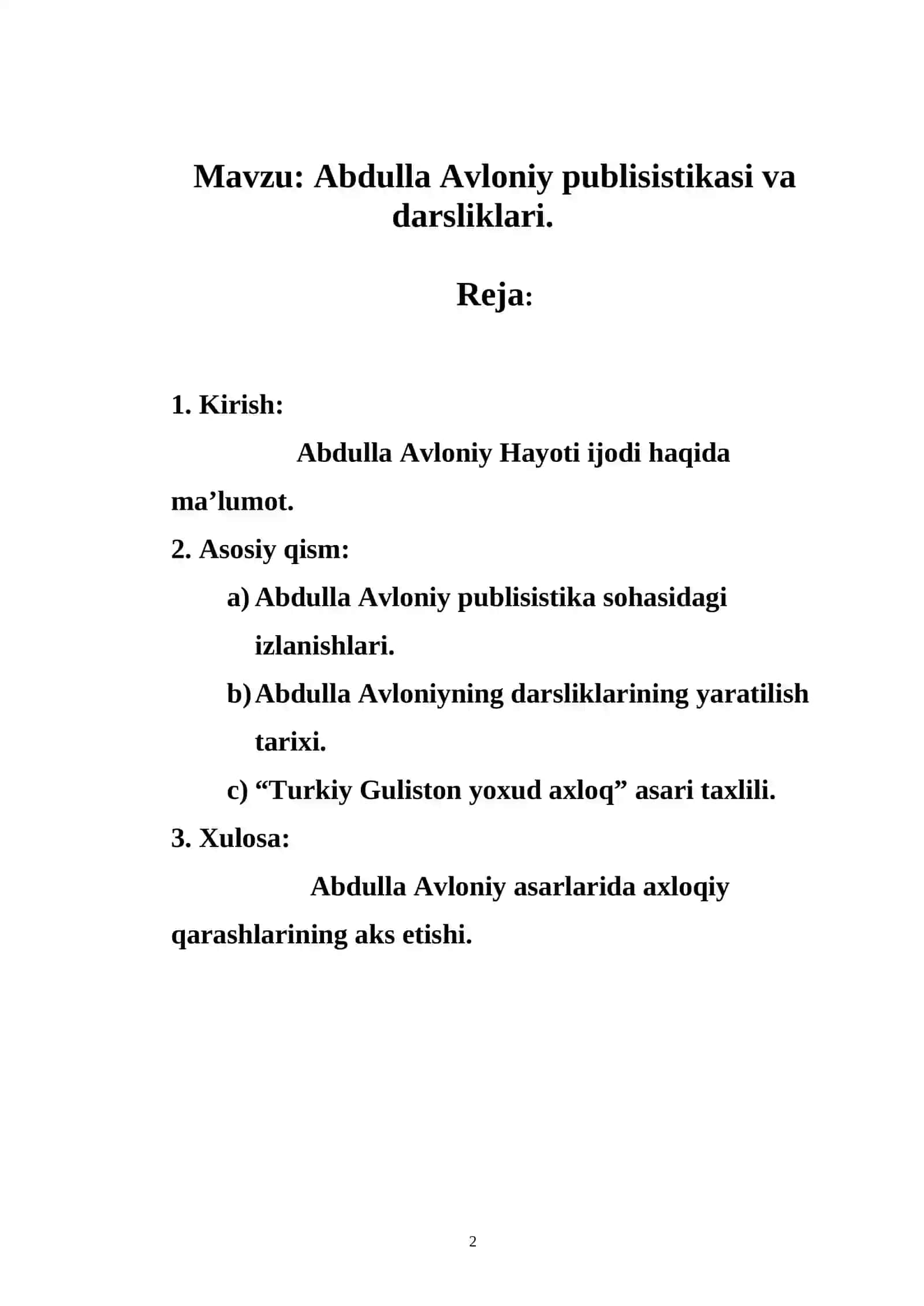Abdulla Avloniy publisistikasi va darsliklari 2