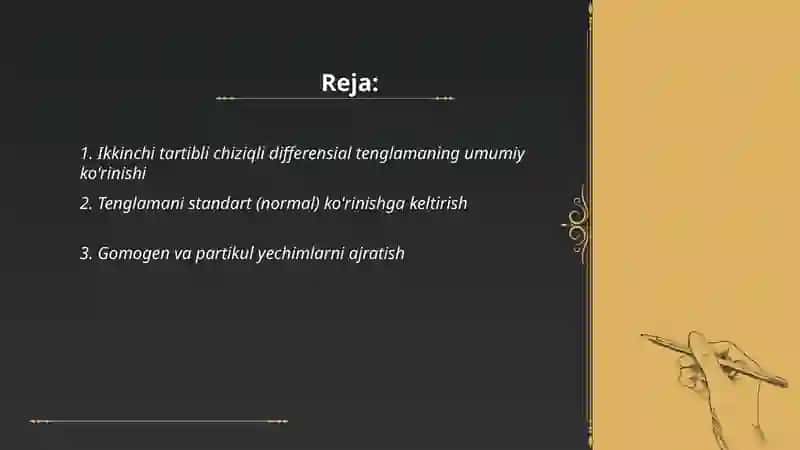 Ikkinchi tartibli chiziqlar soddalashtirish 2