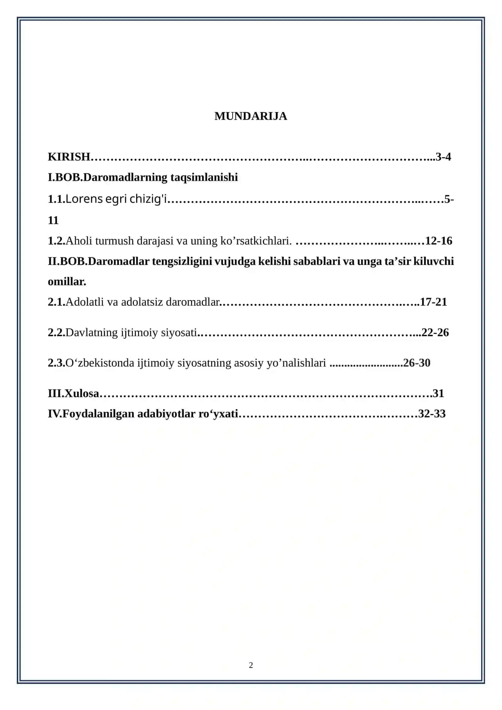 Daromadlarning taqsimlanishi va Lorents egri chizigʻi 2