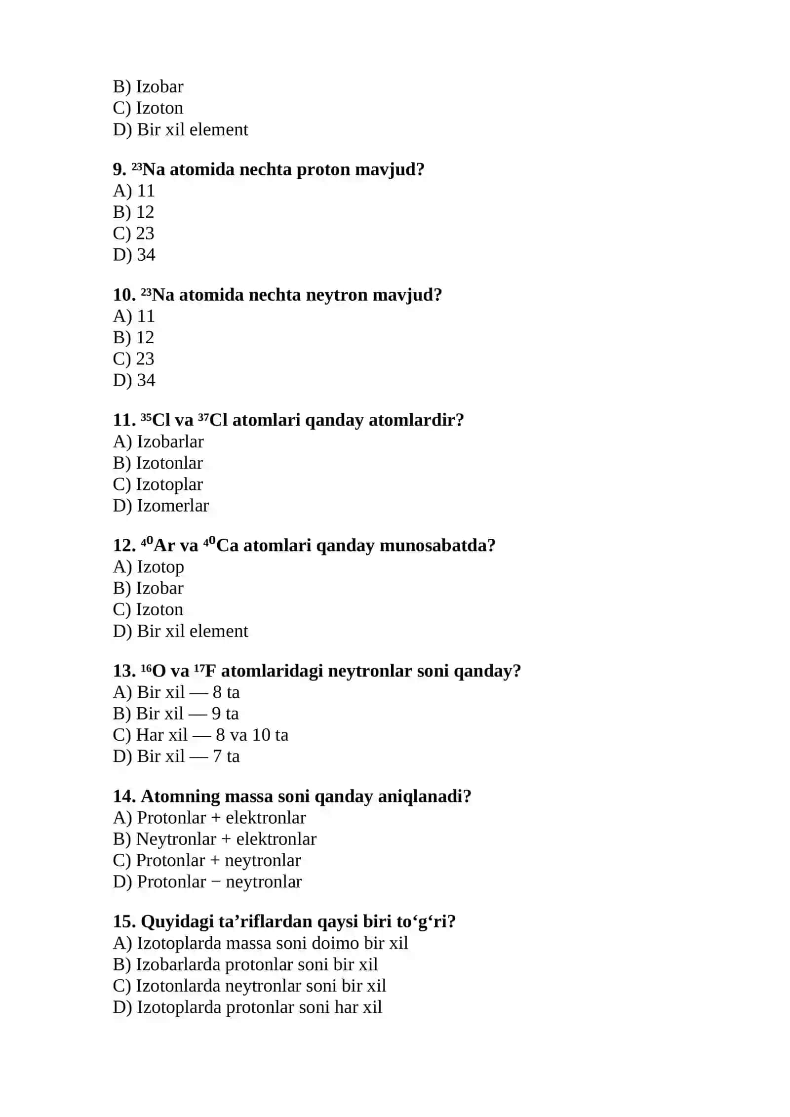 Izotoplar, izobarlar va izotonlar 2