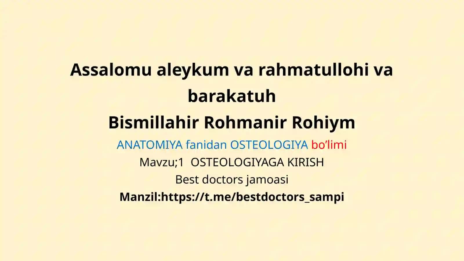 OSTEOLOGIYAGA KIRISH 2