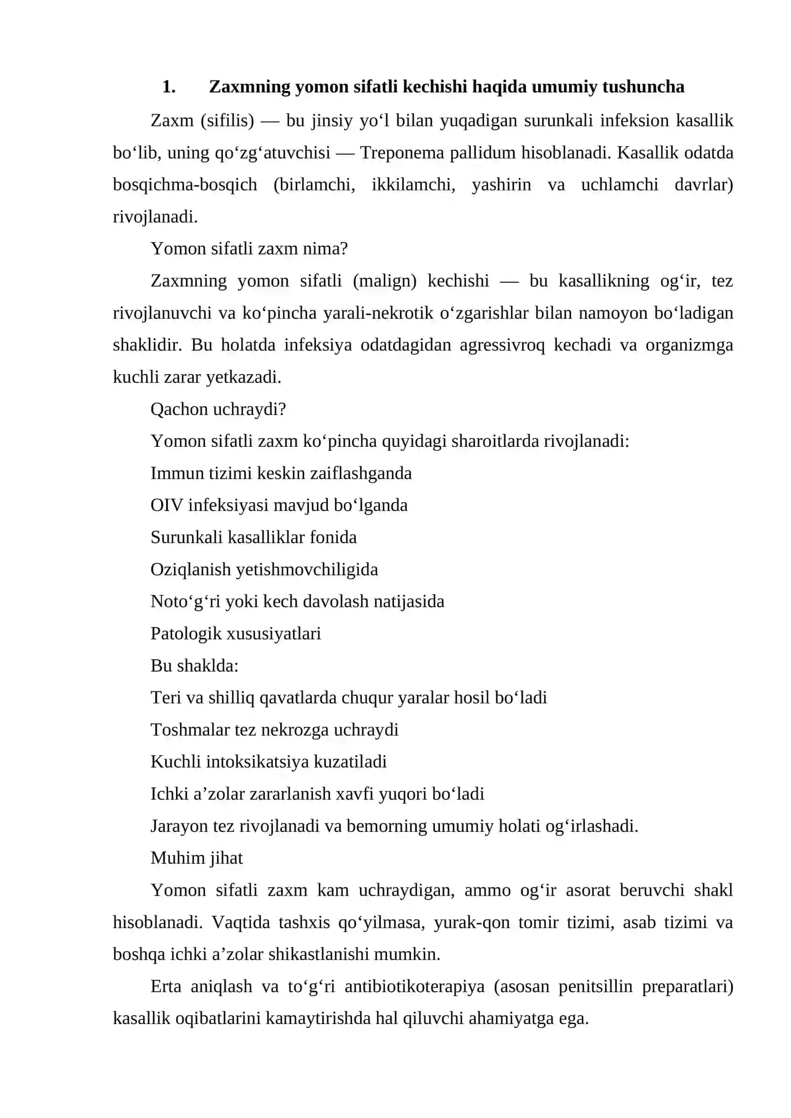 Zaxmning Yomon Sifatli Kechishi Haqida Tushuncha 2