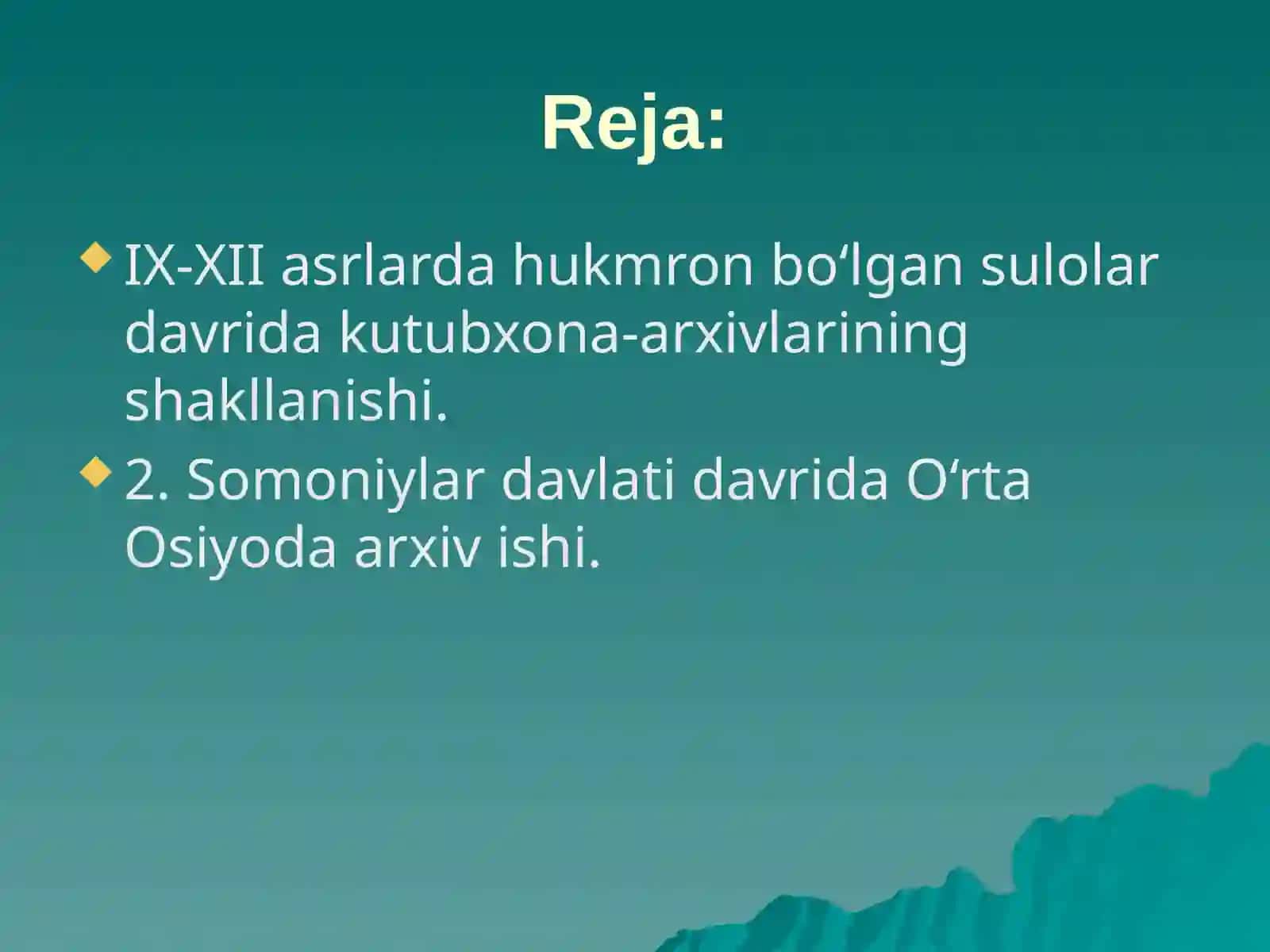 Somoniylar Davlati Davrida O‘rta Osiyoda Arxiv Ishi 2