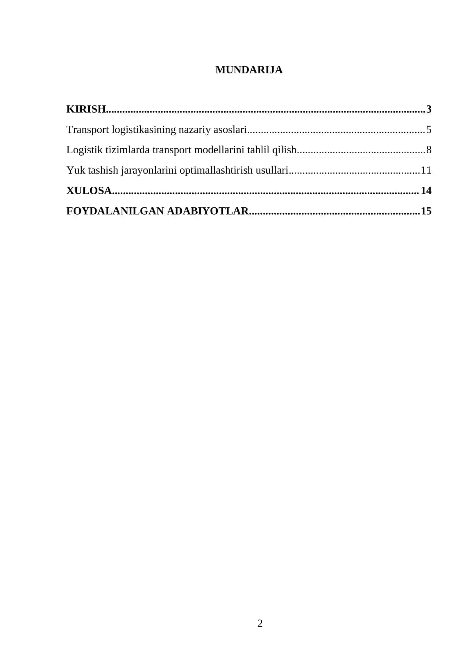 Transport logistikasi 2