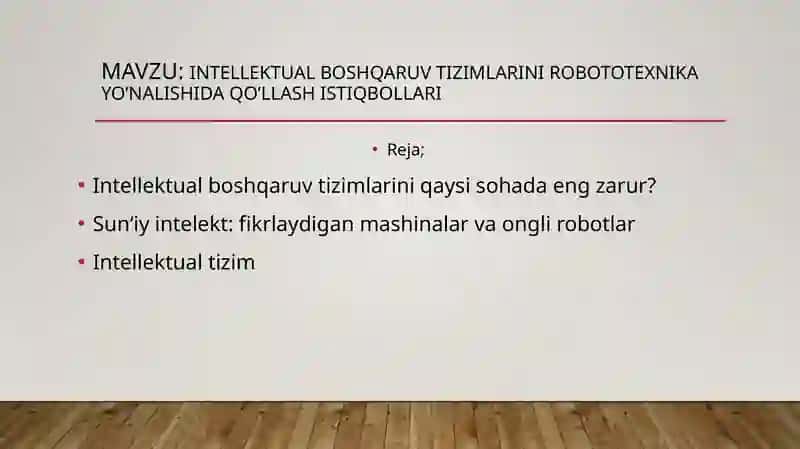 Intellektual boshqaruv tizimlari 2