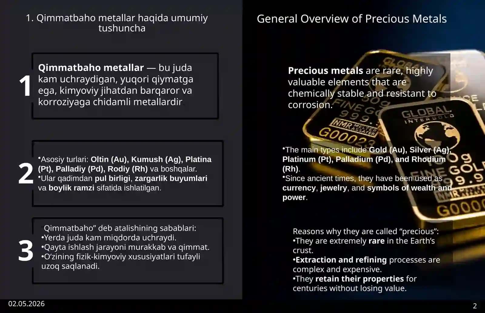 Qimmatbaho metallar 2