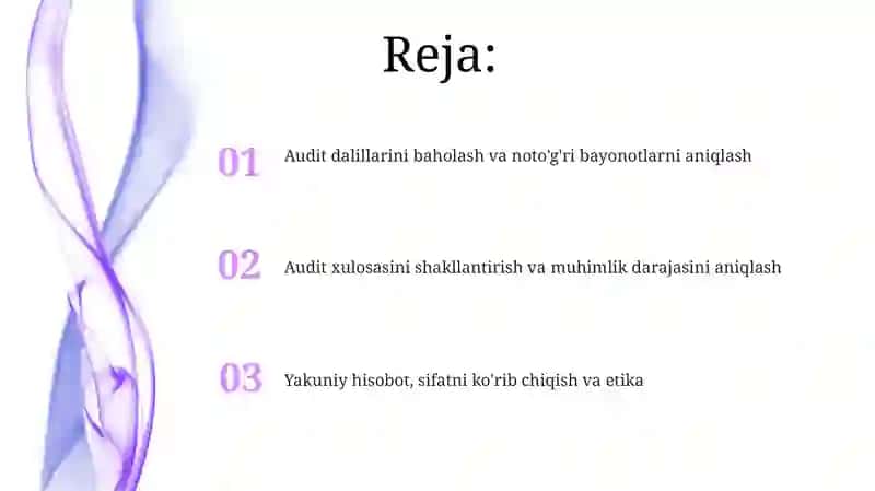 Auditorlik tekshiruvining yakuniy bosqichi 2
