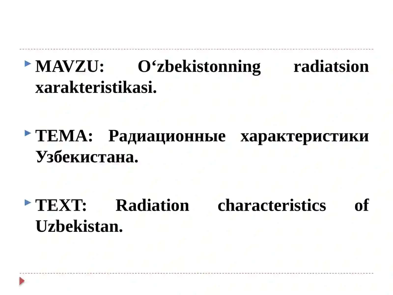 O‘zbekistonning radiatsion xarakteristikasi 2