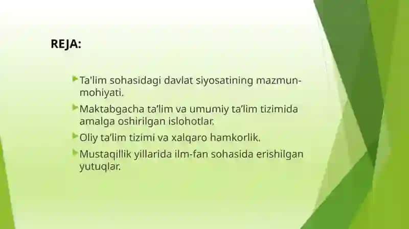 Kadrlar tayyorlash va ta’lim sohasini isloh qilish 2