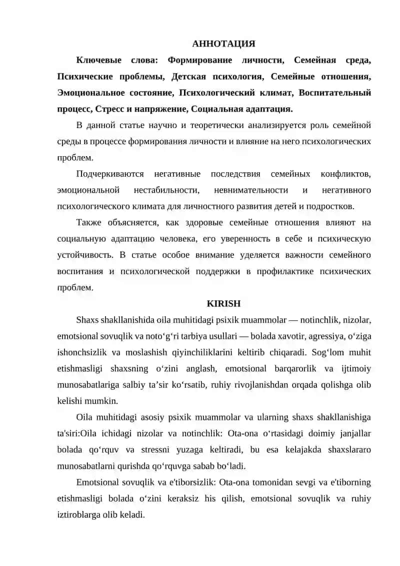 SHAXS SHAKLLANISHIDA OILA MUHITIDAGI PSIXIK MUAMMOLAR 2
