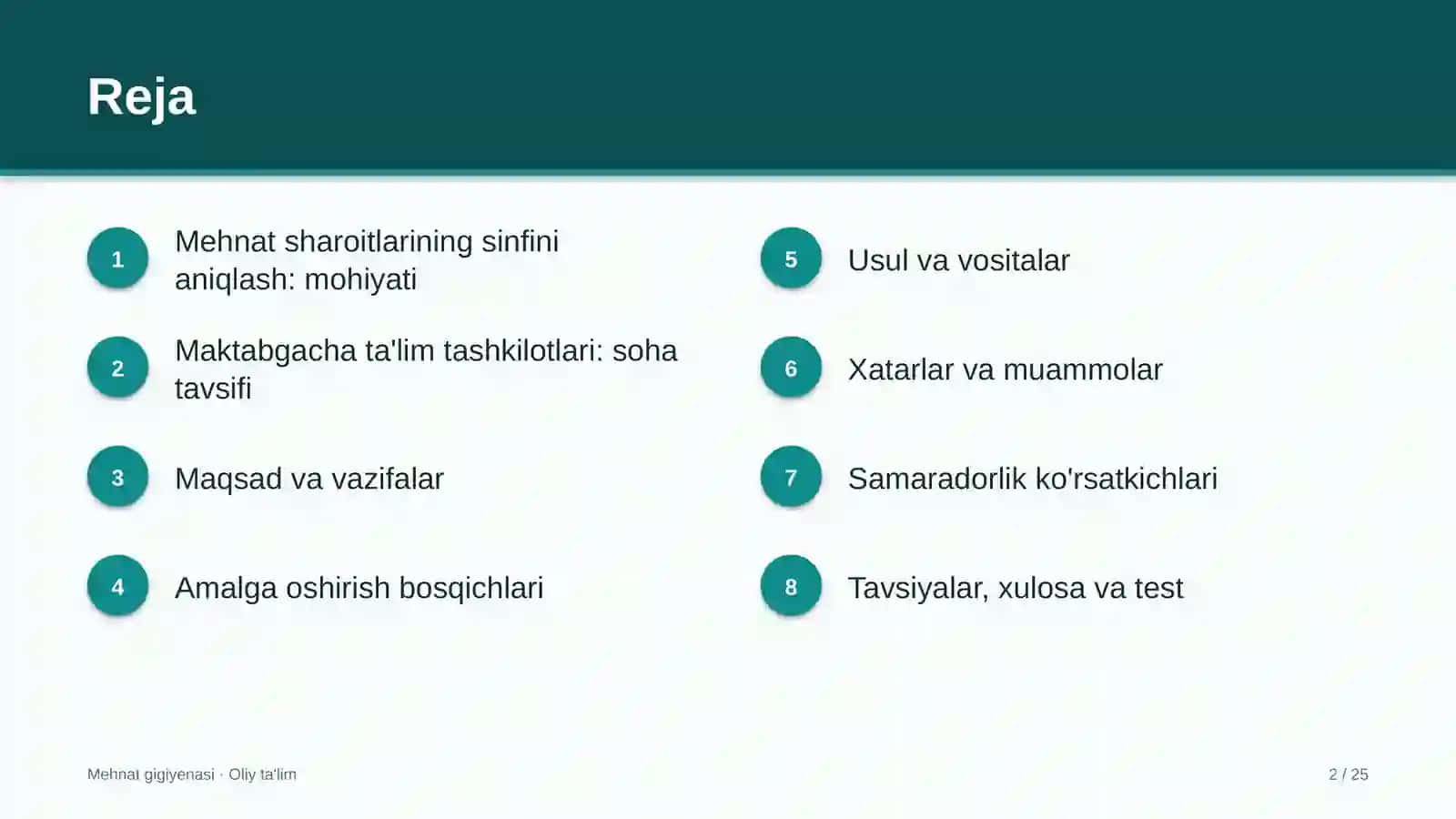 maktabgacha ta'lim tashkilotlarida mehnat sharoitlarining sinfini aniqlash 7644 2