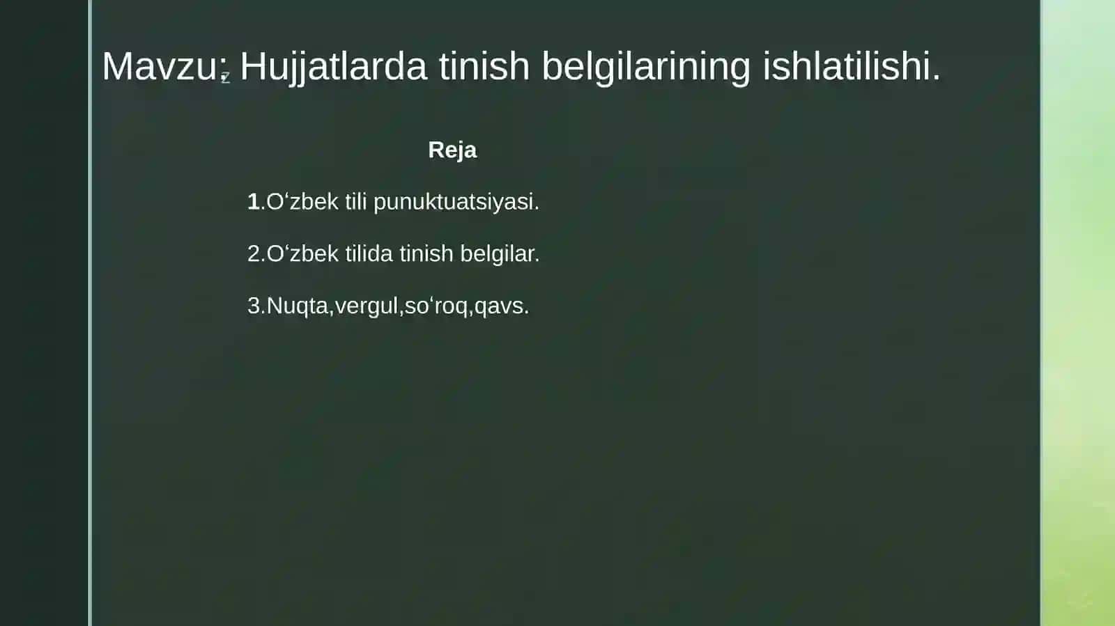 Hujjatlarda tinish belgilarining ishlatilishi 2
