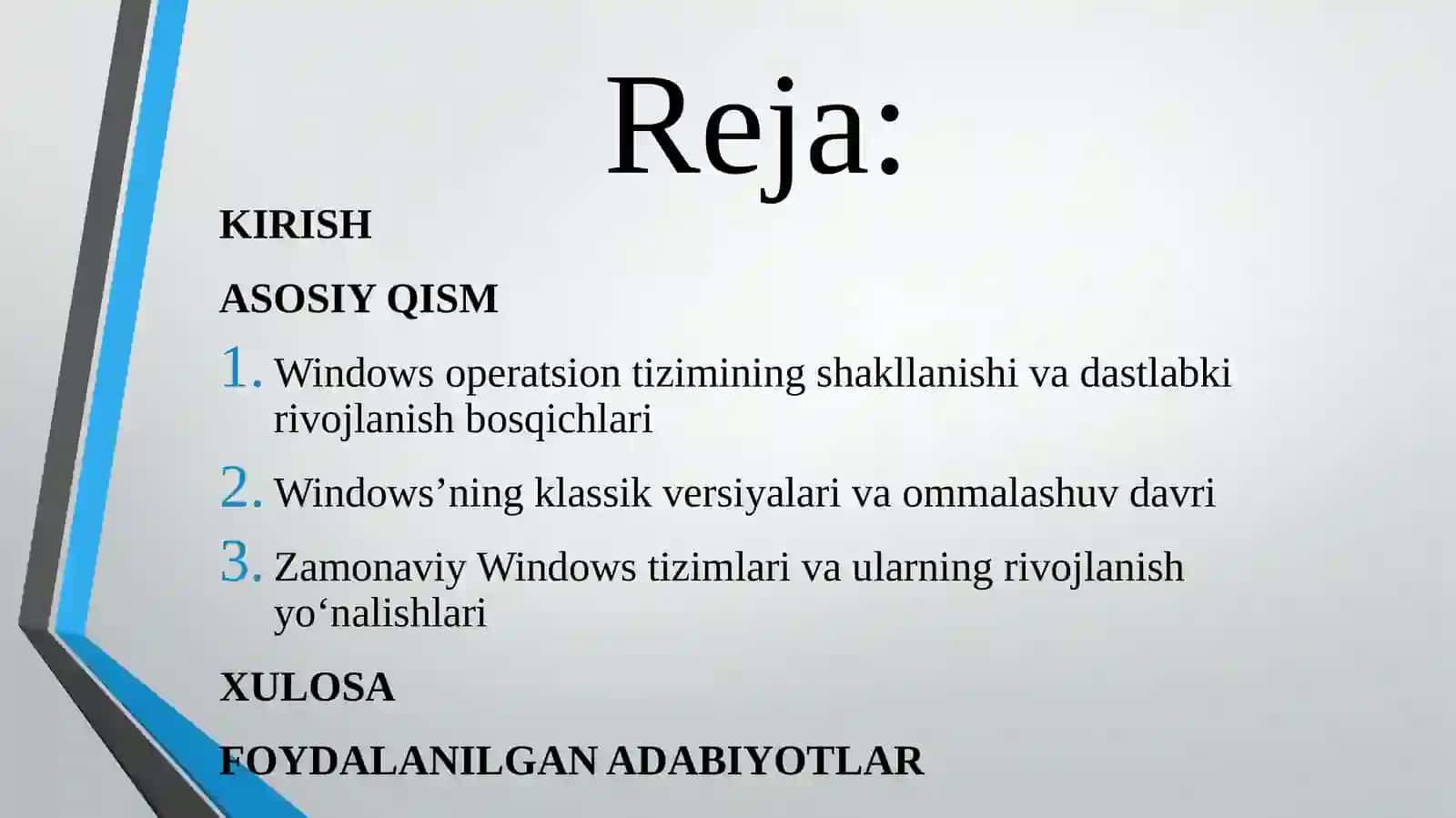 WINDOWS TIZIMINING RIVOJLANISH BOSQICHLARI 2