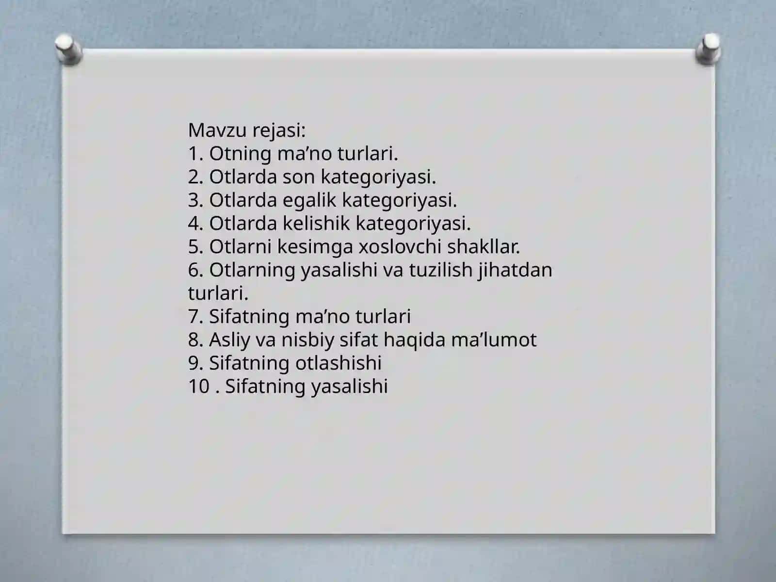Ot va sifat so‘z turkumlari 2