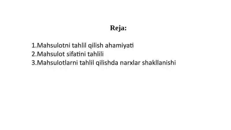 MAHSULOTLARNI TAHLIL QILISH 2