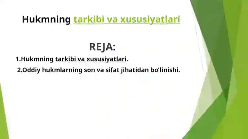 Hukmning tarkibi va xususiyatlari 2