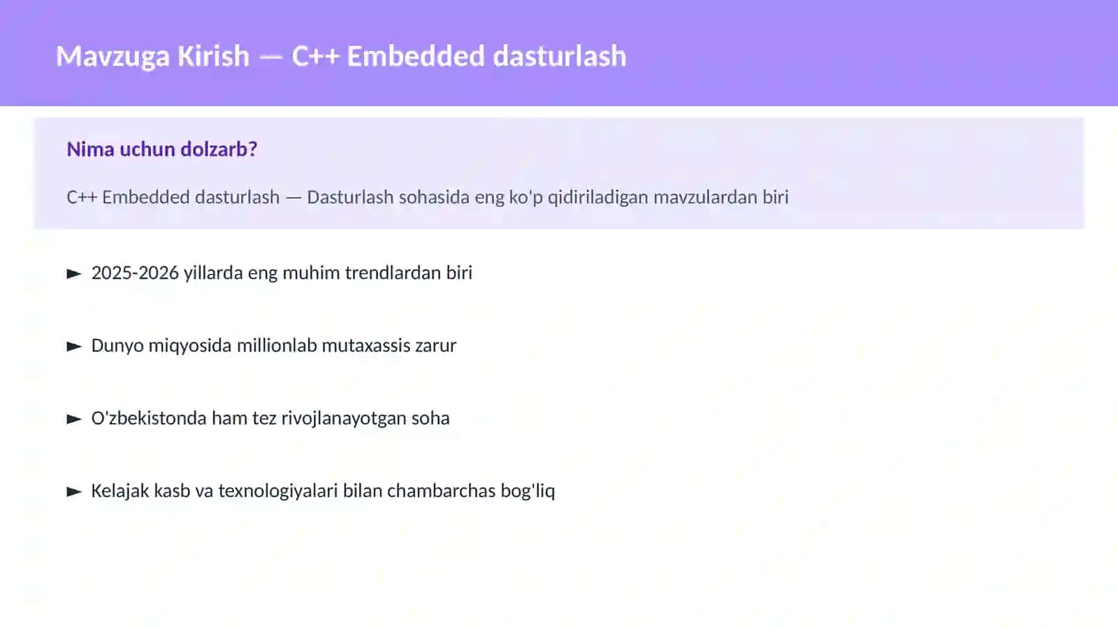 C++ Embedded dasturlash 2