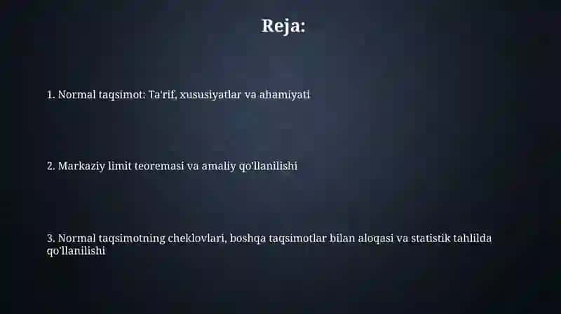 Normal taqsimotning ahamiyati va mohiyati 2