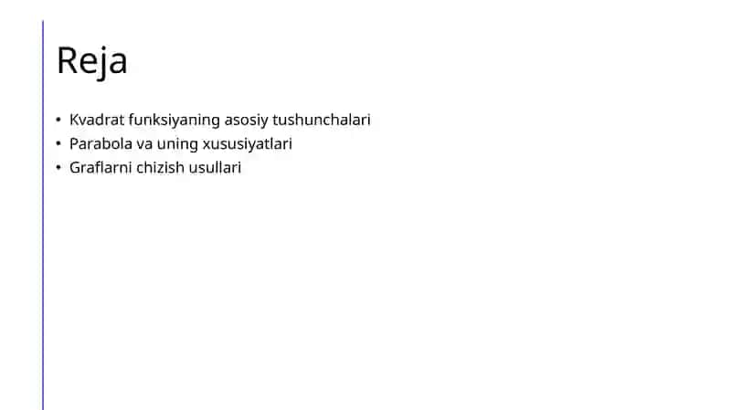 Kvadrat funksiyaning grafigini yasash 2