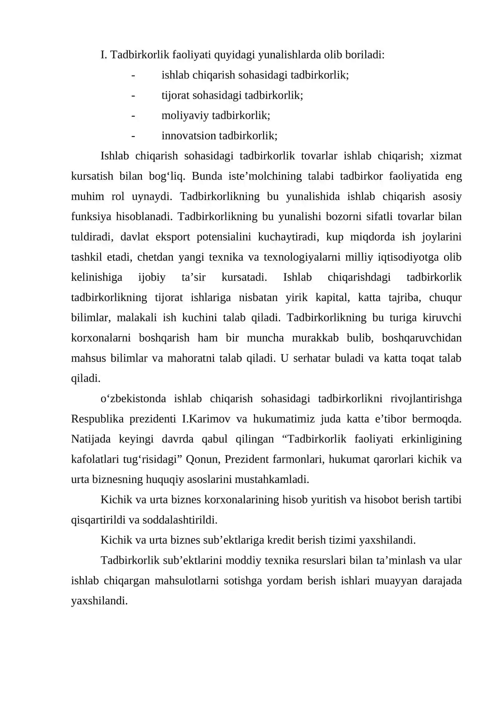 Kichik va o’rta biznesning tashkiliy shakllari 2