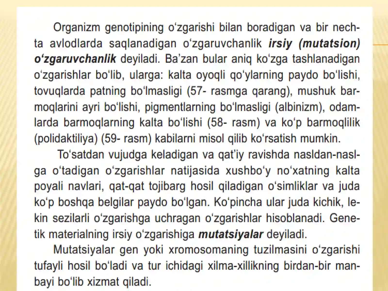 Mutatsiya (genetik) o'zgarishlar 2