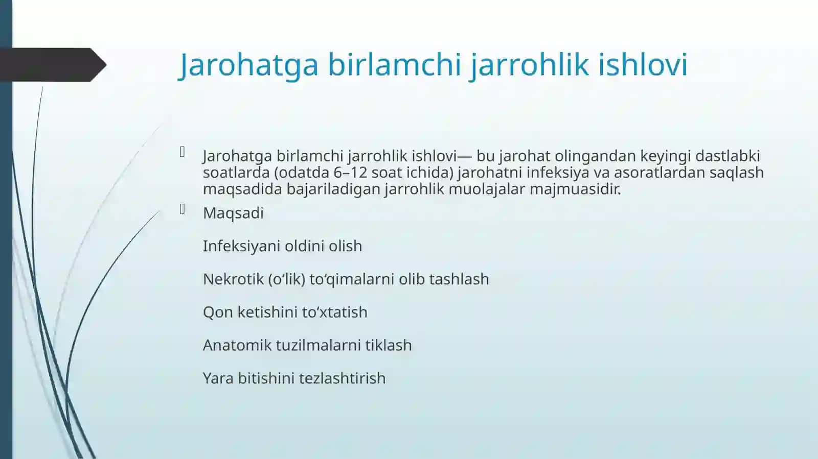 Jarohatga birlamchi ishlov berish texnikasi 2