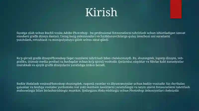 Adobe Photoshop Grafik Dasturi Imkoniyatlari 2