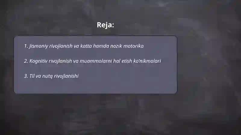 Bolaning rivojlanish sohalari va kompetensiyalari 2