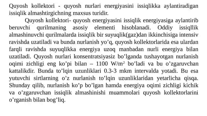 Quyosh havo isitgich va  quyosh suv isitgich qurilmalari 2