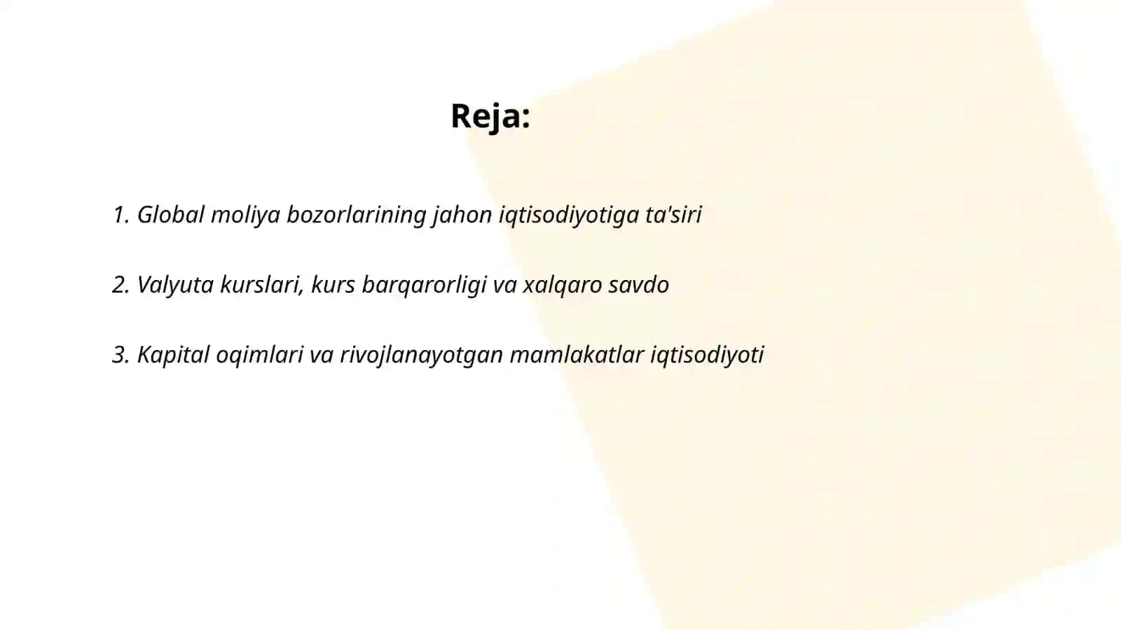Global moliya bozorlarining jahon iqtisodiyoti 2