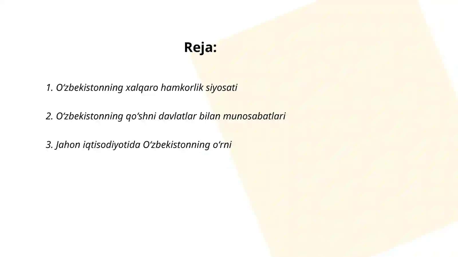 Oʻzbekiston va jahon hamjamiyati 2