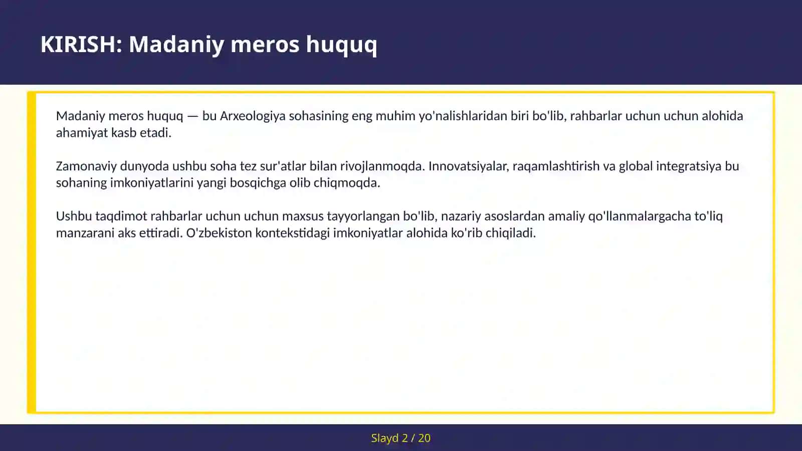 Madaniy meros huquq 2