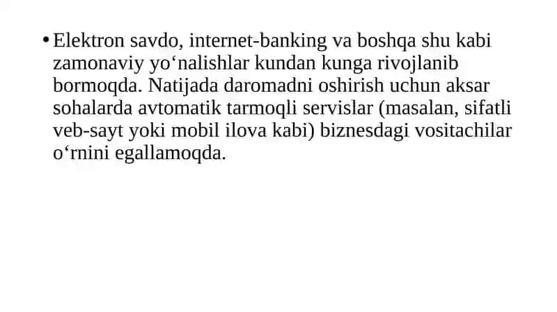 Elektron(internet)savdolarini rivojlantirish xususiyatlari 2