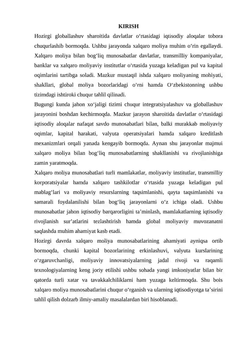 XALQARO MOLIYA BILAN BOG‘LIQ MUNOSABATLAR 2